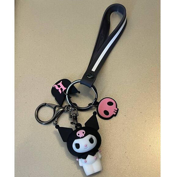 Hello Kitty Villain Kuromi Bag Charm Wristband Key Ring Wallet Purse Clip New - Picture 6 of 8